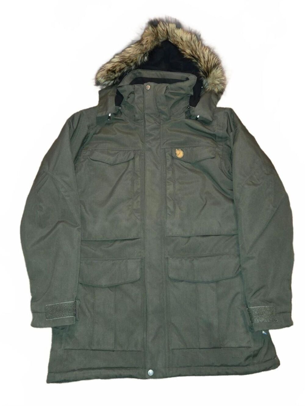 Fjallraven Nuuk Yupik Parka Mens Large Fur Hood Green Insulated Winter jacket